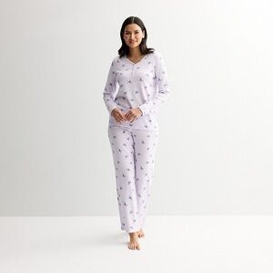 NWT Croft & Barrow® Long Sleeve Textured Knit Pajama Top & Pajama Bottoms Set